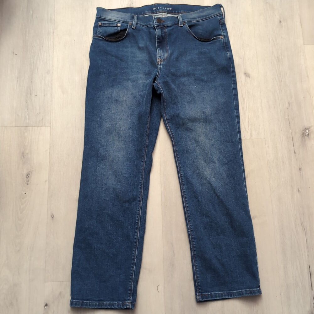 MOTT & BOW Straight Jeans Mens 36 Blue Stretch Mott Bow Jeans